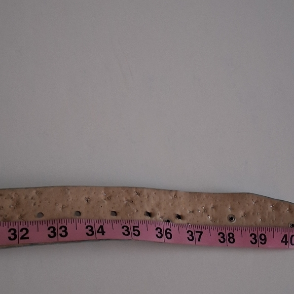 VTG Leather Studded Bedazzled Belt Women\'s Large Vintage Light Blue & Silver main image 6